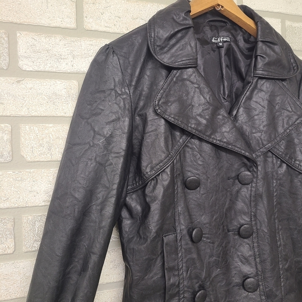 Creazioni Effeci Black Faux Leather Jacket Size Medium - Picture 2 of 9